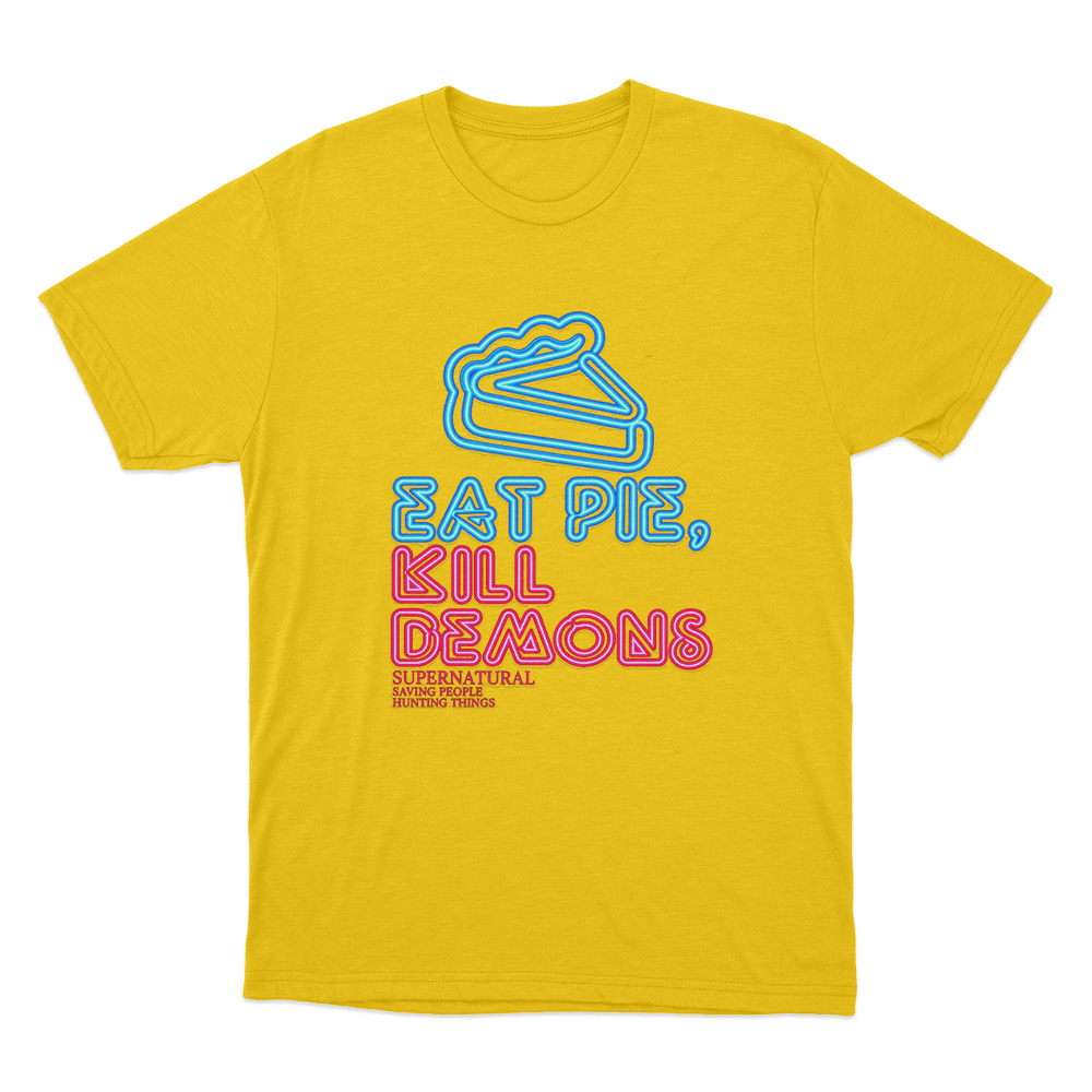 Supernatural Eat Pie Kill Demons Unisex T Shirt Yellow Supernatural Eat Pie Kill Demons Unisex T Shirt Yellow