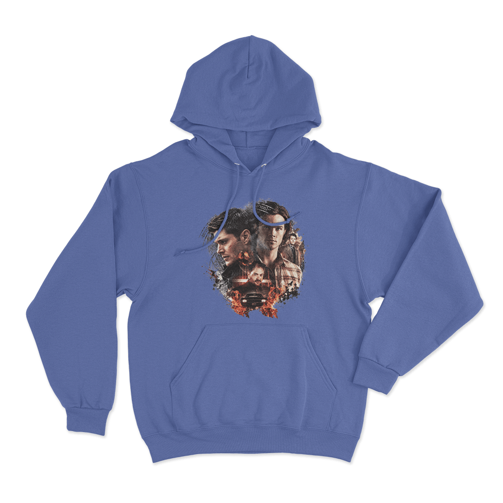 Supernatural Sam, Dean and Crowley Unisex Hoodie Blue Supernatural Sam Dean and Crowley Unisex Hoodie Blue