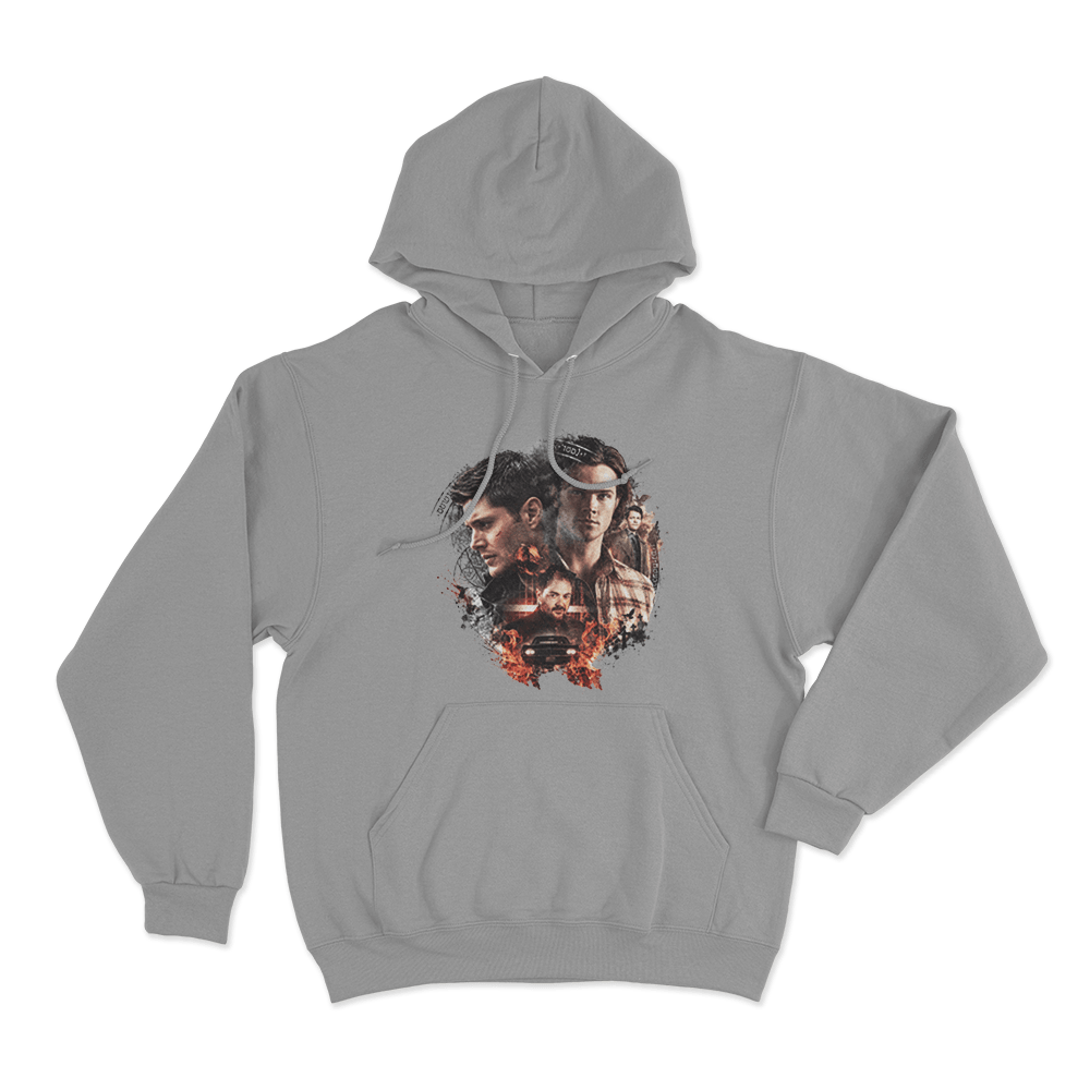 Supernatural Sam, Dean and Crowley Unisex Hoodie Grey Supernatural Sam Dean and Crowley Unisex Hoodie Grey