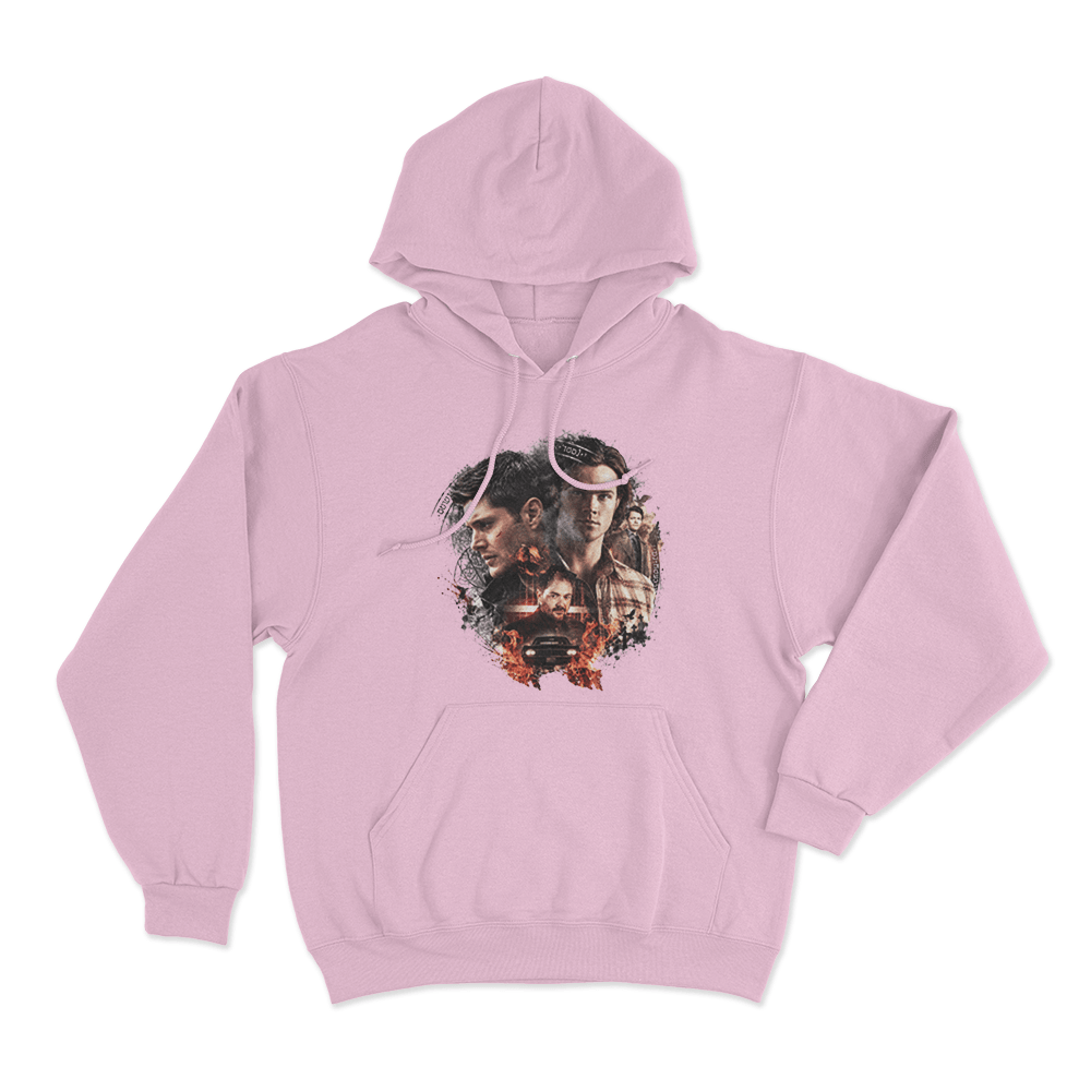 Supernatural Sam, Dean and Crowley Unisex Hoodie Pink Supernatural Sam Dean and Crowley Unisex Hoodie Pink