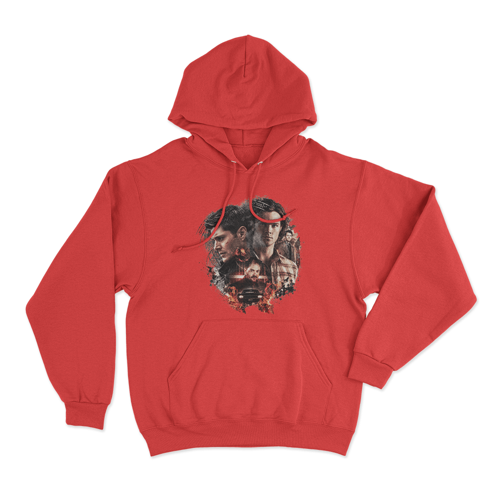 Supernatural Sam, Dean and Crowley Unisex Hoodie Red Supernatural Sam Dean and Crowley Unisex Hoodie Red
