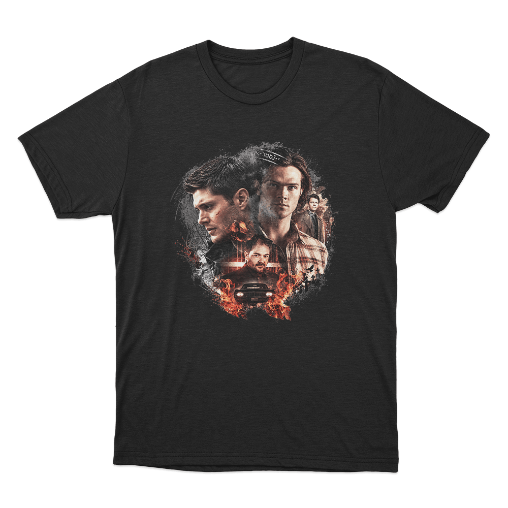 Supernatural Sam, Dean and Crowley Unisex T Shirt Black Supernatural Sam Dean and Crowley Unisex T Shirt Black