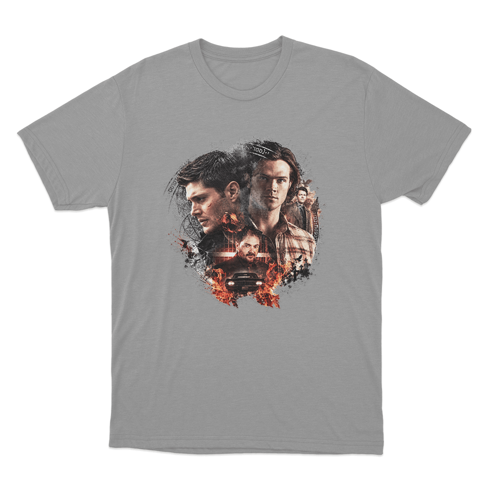 Supernatural Sam, Dean and Crowley Unisex T Shirt Grey Supernatural Sam Dean and Crowley Unisex T Shirt Grey