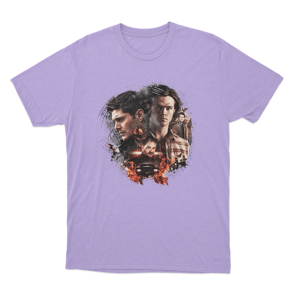 Supernatural Sam, Dean and Crowley Unisex T Shirt Purple Supernatural Sam Dean and Crowley Unisex T Shirt Purple