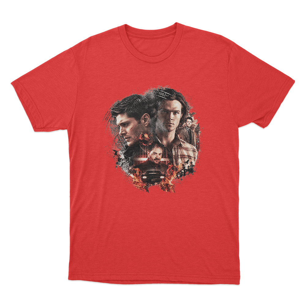 Supernatural Sam, Dean and Crowley Unisex T Shirt Red Supernatural Sam Dean and Crowley Unisex T Shirt Red