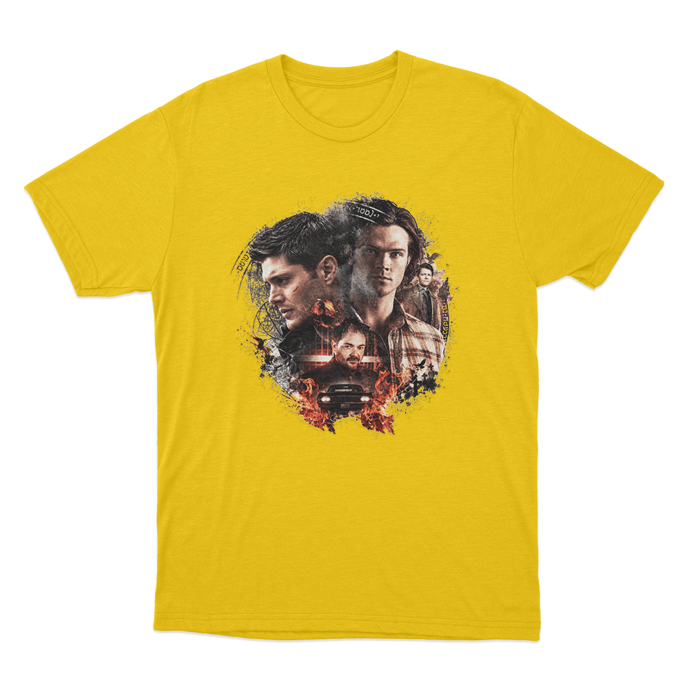 Supernatural Sam, Dean and Crowley Unisex T Shirt Yellow Supernatural Sam Dean and Crowley Unisex T Shirt Yellow