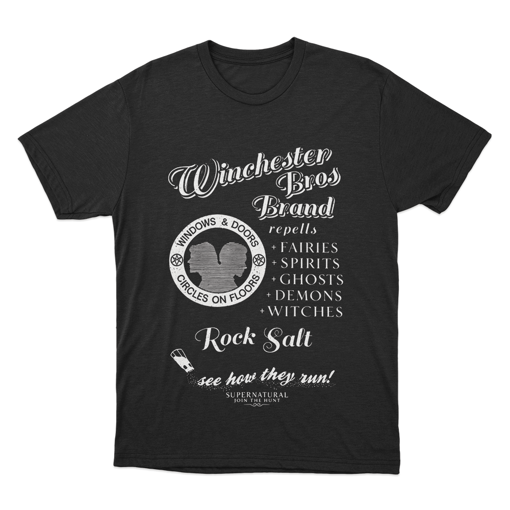 Supernatural Winchester Bros Rock Salt Unisex T Shirt Black Supernatural Winchester Bros Rock Salt Unisex T Shirt Black