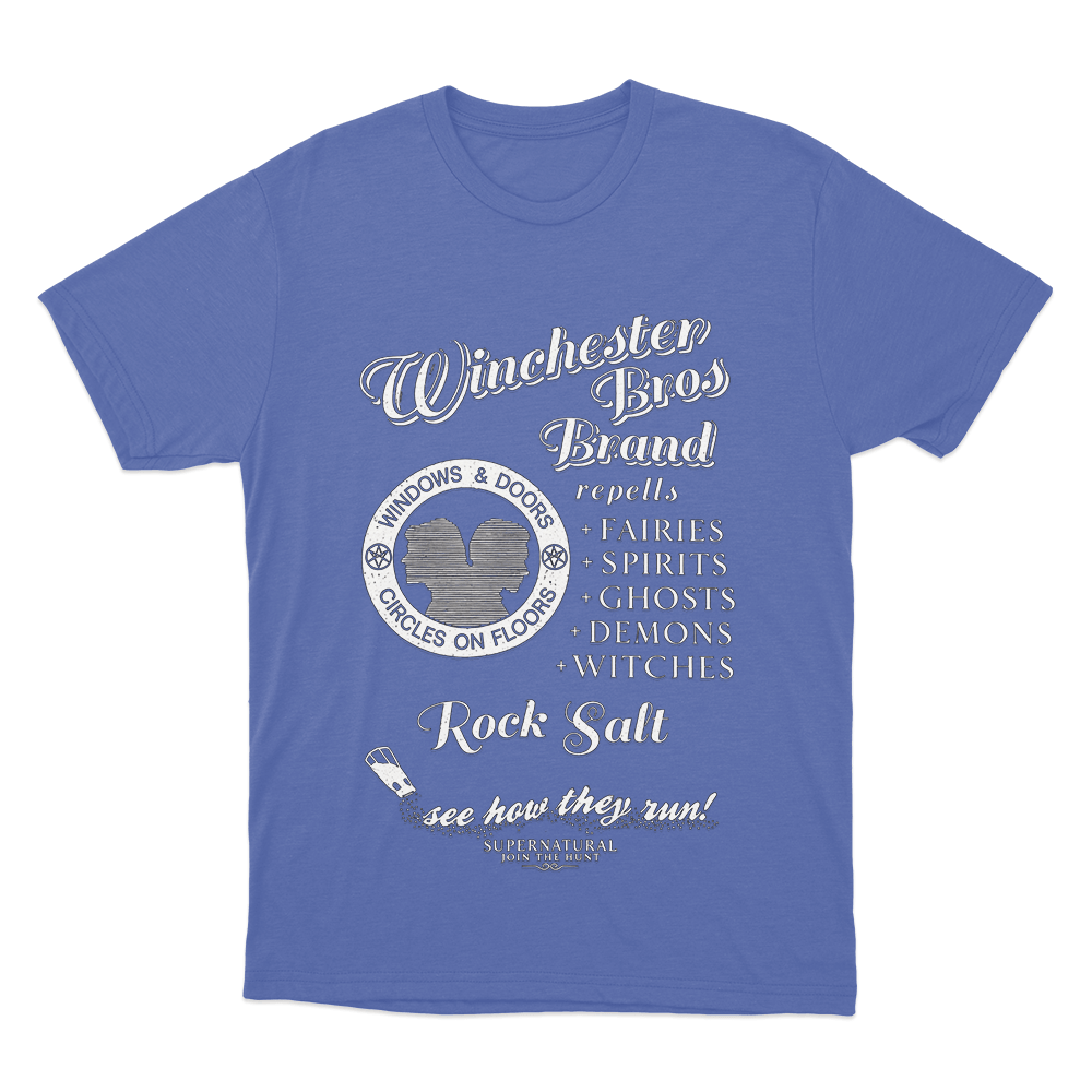 Supernatural Winchester Bros Rock Salt Unisex T Shirt Blue Supernatural Winchester Bros Rock Salt Unisex T Shirt Blue