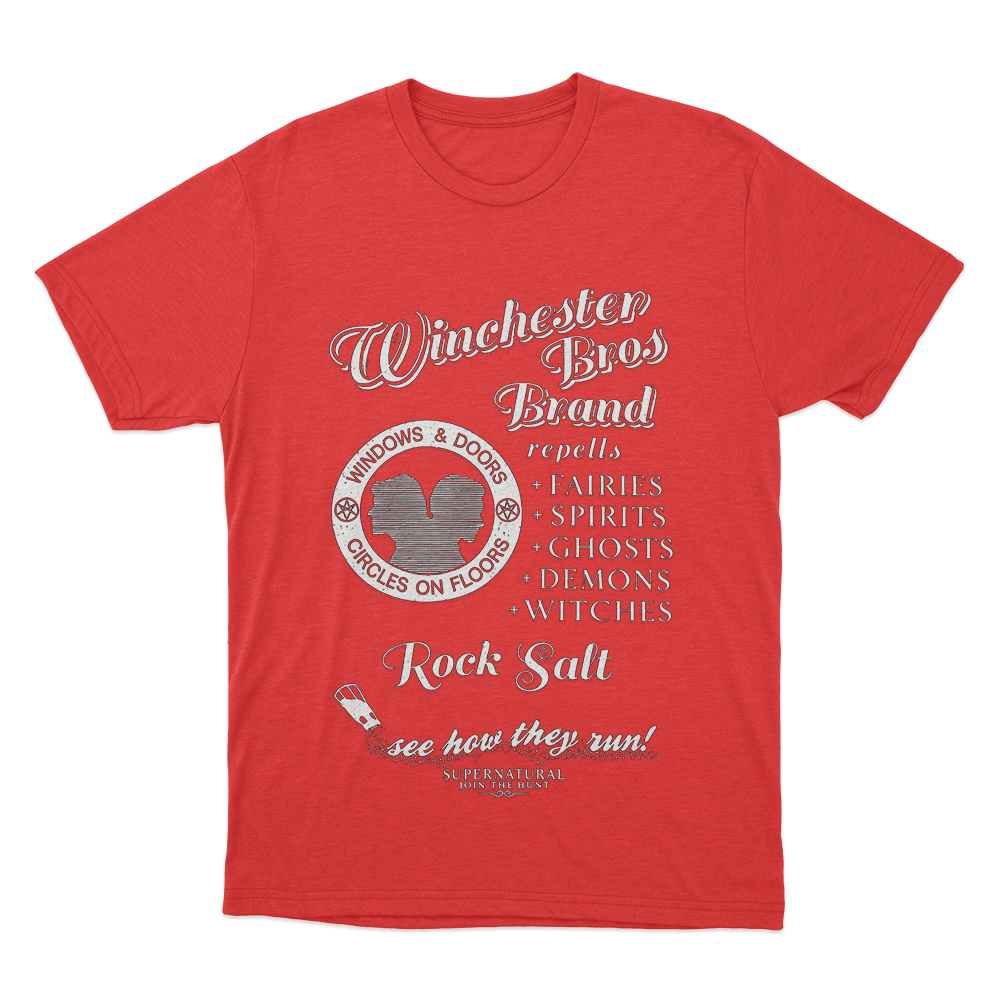 Supernatural Winchester Bros Rock Salt Unisex T Shirt Red Supernatural Winchester Bros Rock Salt Unisex T Shirt Red